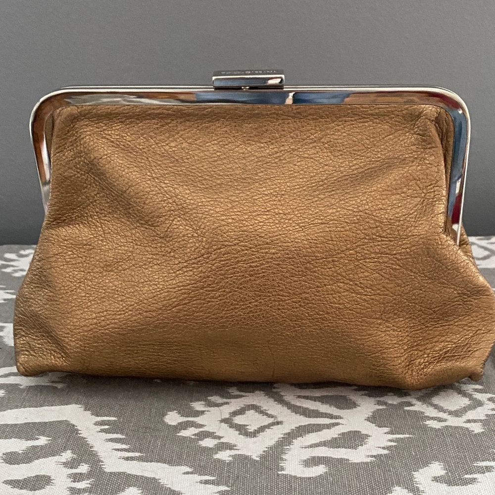 Dolce & Gabbana Gold Leather Cosmetic Clutch